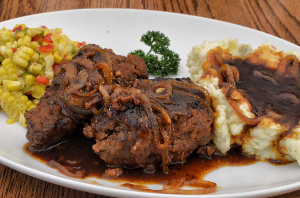 Salisbury steak with brown sauce - plare.