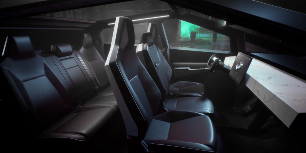 Tesla cybertruck - plare. Tesla cybertruck interieur - plare.
