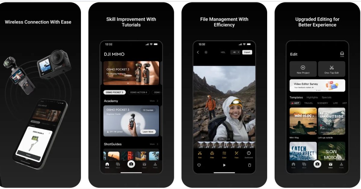 DJI améliore l'app Mimo avec le mode miroir et le calibrage des couleurs Osmo 360