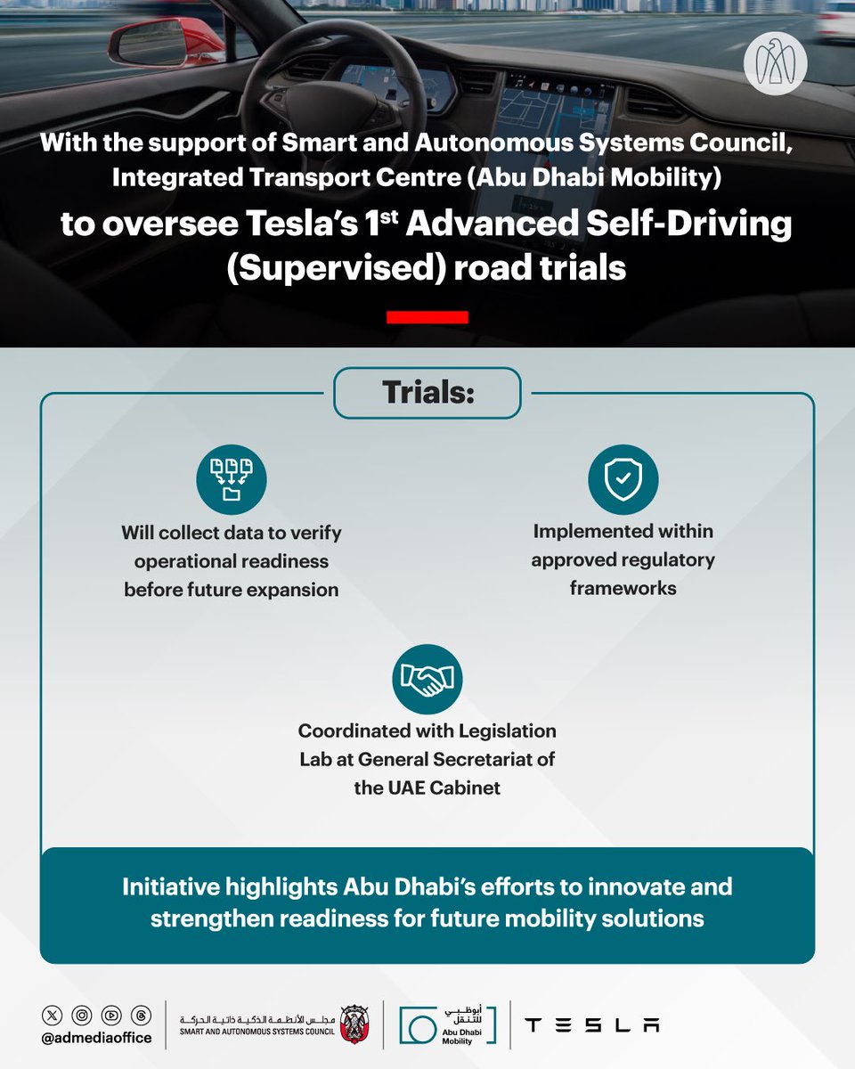 tesla étend ses essais du système de conduite autonome full self-driving (fsd) à abu dhabi, offrant de nouvelles opportunités pour tester et améliorer cette technologie innovante.