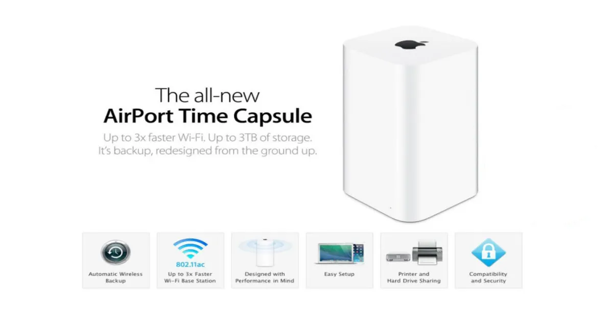 Time Capsule fonctionne encore avec macOS 27, mais Apple devrait vraiment lancer un nouveau routeur Wi‑Fi mesh et disque de sauvegarde Time Machine - plare. Time Capsule fonctionne encore avec macOS 27, mais Apple devrait vraiment lancer un nouveau routeur Wi‑Fi mesh et disque de sauvegarde Time Machine