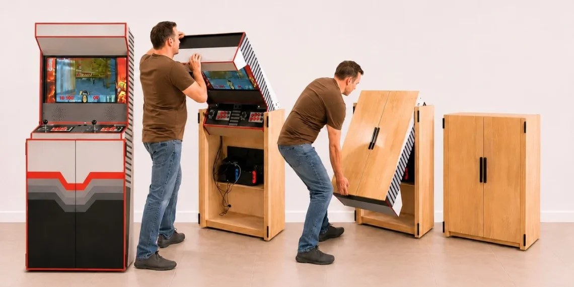 Cette borne d’arcade rétro pliable se transforme en meuble design façon Pottery Barn - plare. Cette borne d’arcade rétro pliable se transforme en meuble design façon Pottery Barn