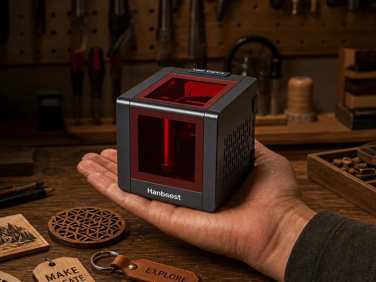 Un graveur laser compact pour atelier qui tient dans un sac à dos
