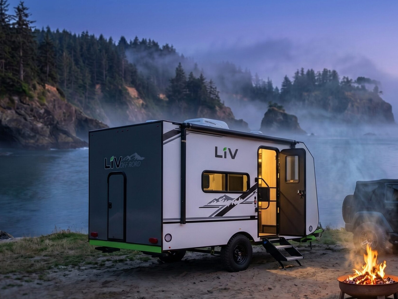 La caravane offroad E-Leaf de LIV, sans bois et 100 % électrique, réinvente le travel trailer thermoplastique