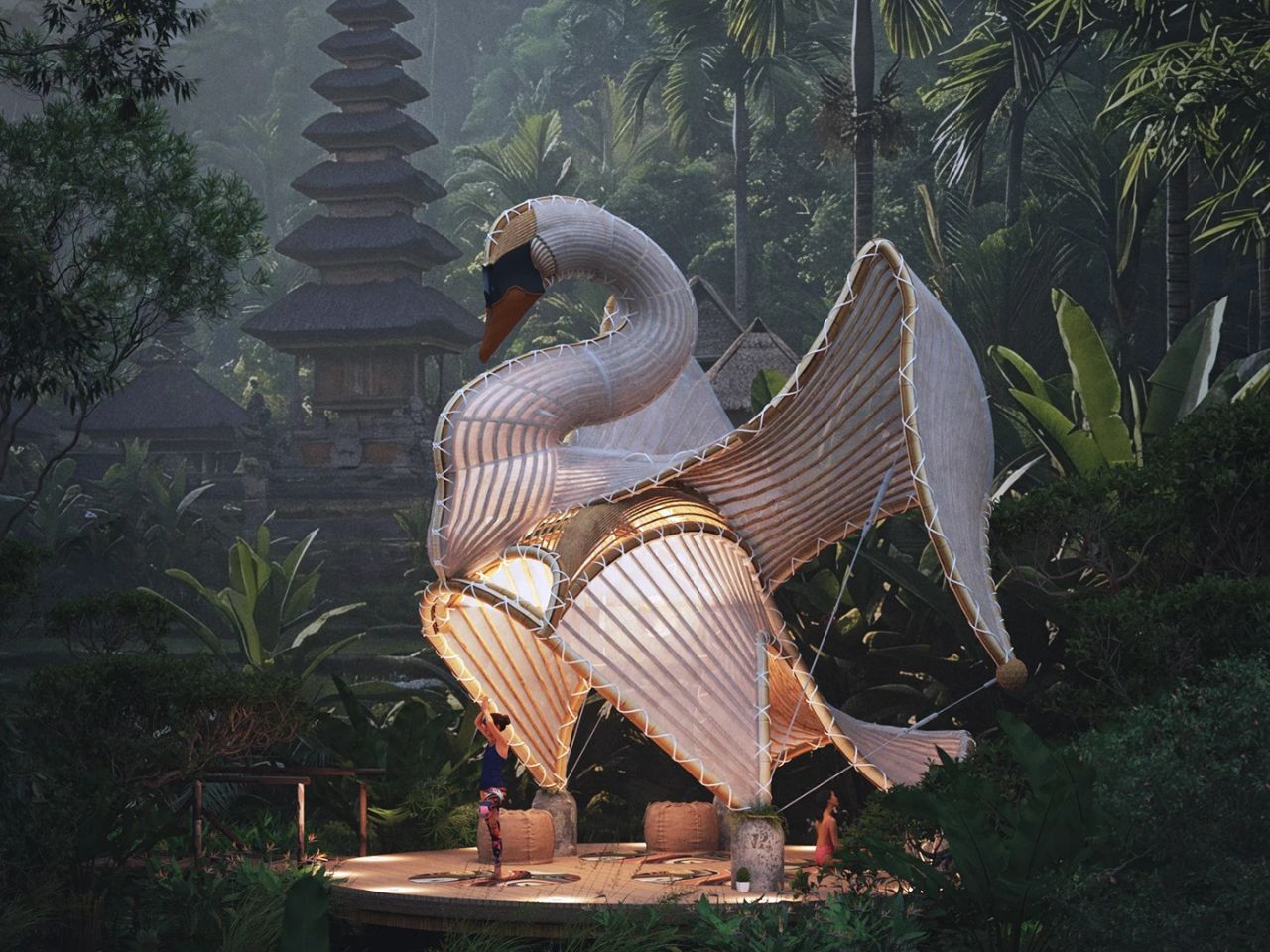 Pavillon en forme de cygne : une retraite forestière sublimée par un design biophilique - plare. Pavillon en forme de cygne : une retraite forestière sublimée par un design biophilique