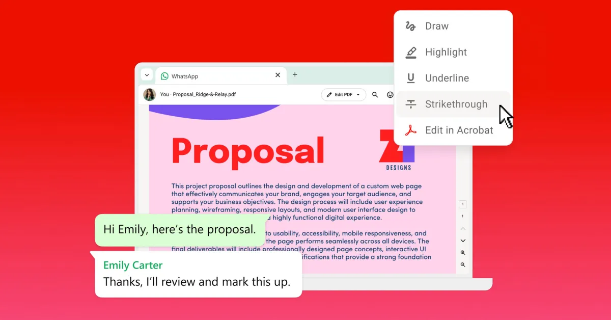 Adobe intègre Acrobat à WhatsApp Web pour faciliter l’édition et le partage de PDF