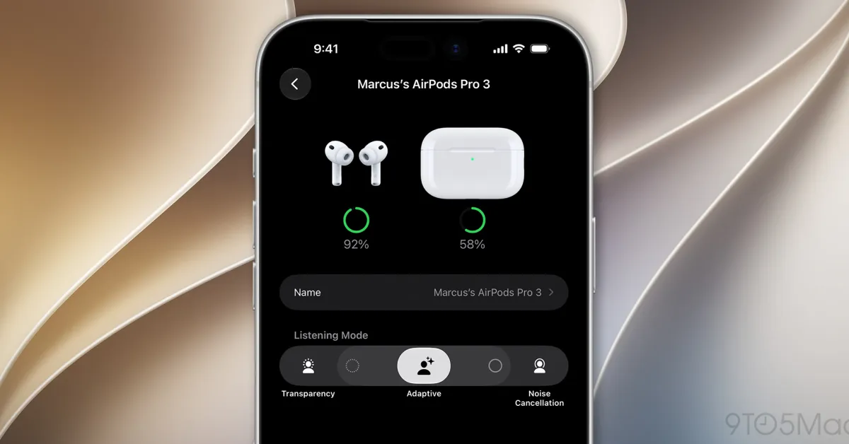 iOS 27 beta 3 facilite le réglage de l’intensité du mode adaptatif des AirPods