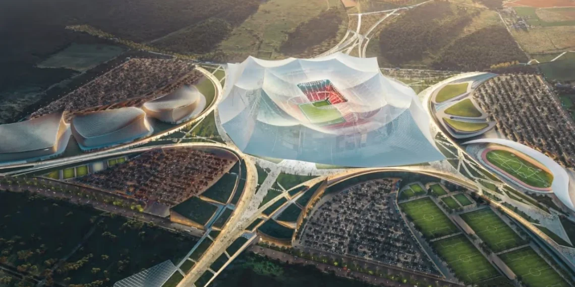 Stade de 115 000 places au Maroc : 30 % des travaux achevés et un chantier en avance - plare. Stade de 115 000 places au Maroc : 30 % des travaux achevés et un chantier en avance