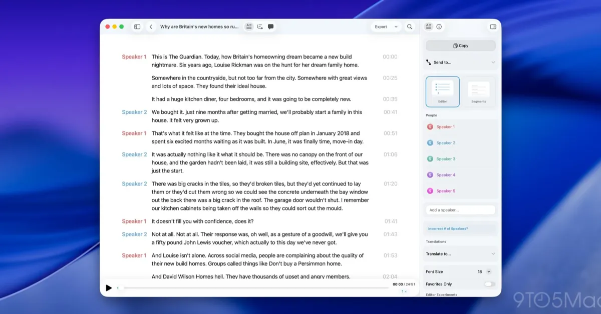 MacWhisper 14 améliore la transcription sur Mac avec un nouvel éditeur et des performances accélérées