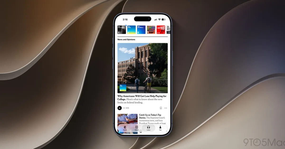 The New York Times sur iPhone adopte Liquid Glass, une nouvelle interface plus immersive