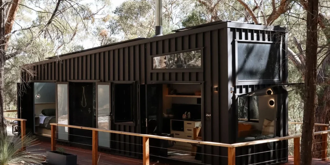 Tiny house de luxe hors réseau dans le bush australien avec vin à la pression - plare. Tiny house de luxe hors réseau dans le bush australien avec vin à la pression